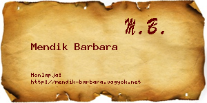 Mendik Barbara névjegykártya